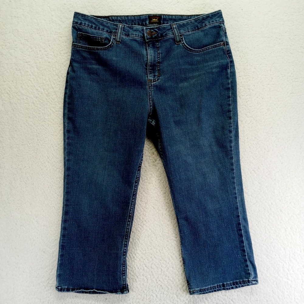 Lee Women's Blue Denim Cropped Capri Jeans Size 16M